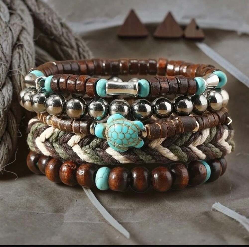 Bohemian Ocean Style Sea Turtle Beaded Bracelet Set